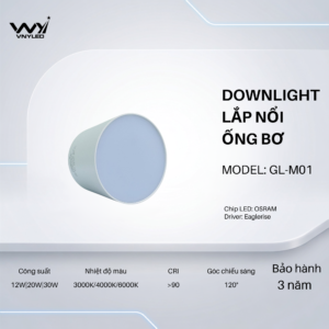 Đèn LED Ống Bơ Lắp Nổi 12W|20W|30W CRI90 Model GL-M01 - VNYLED