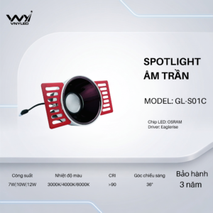 Đèn LED Spotlight Âm Trần Không Viền 7W|10W|12W CRI90 Model GL-S01C - VNYLED