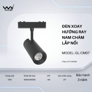 Đèn LED Xoay Hướng Ray Nam Châm Lắp Nổi 10W CRI90 Model GL-CM07 - VNYLED