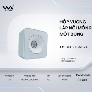 Đèn LED Spotlight Lắp Nổi Thân Mỏng Một Bóng 7W CRI90 Model GL-M07A - VNYLED