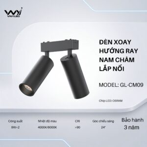 Đèn LED Xoay Hướng Hai Bóng Ray Nam Châm Lắp Nổi CRI90 Model GL-CM09 - VNYLED