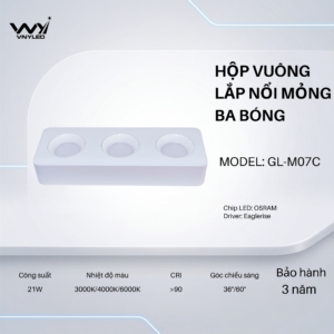 Đèn LED Spotlight Lắp Nổi Thân Mỏng Ba Bóng 21W CRI90 Model GL-M07C - VNYLED