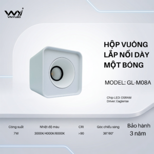 Đèn LED Spotlight Lắp Nổi Thân Dày Một Bóng 7W CRI90 Model GL-M08A - VNYLED