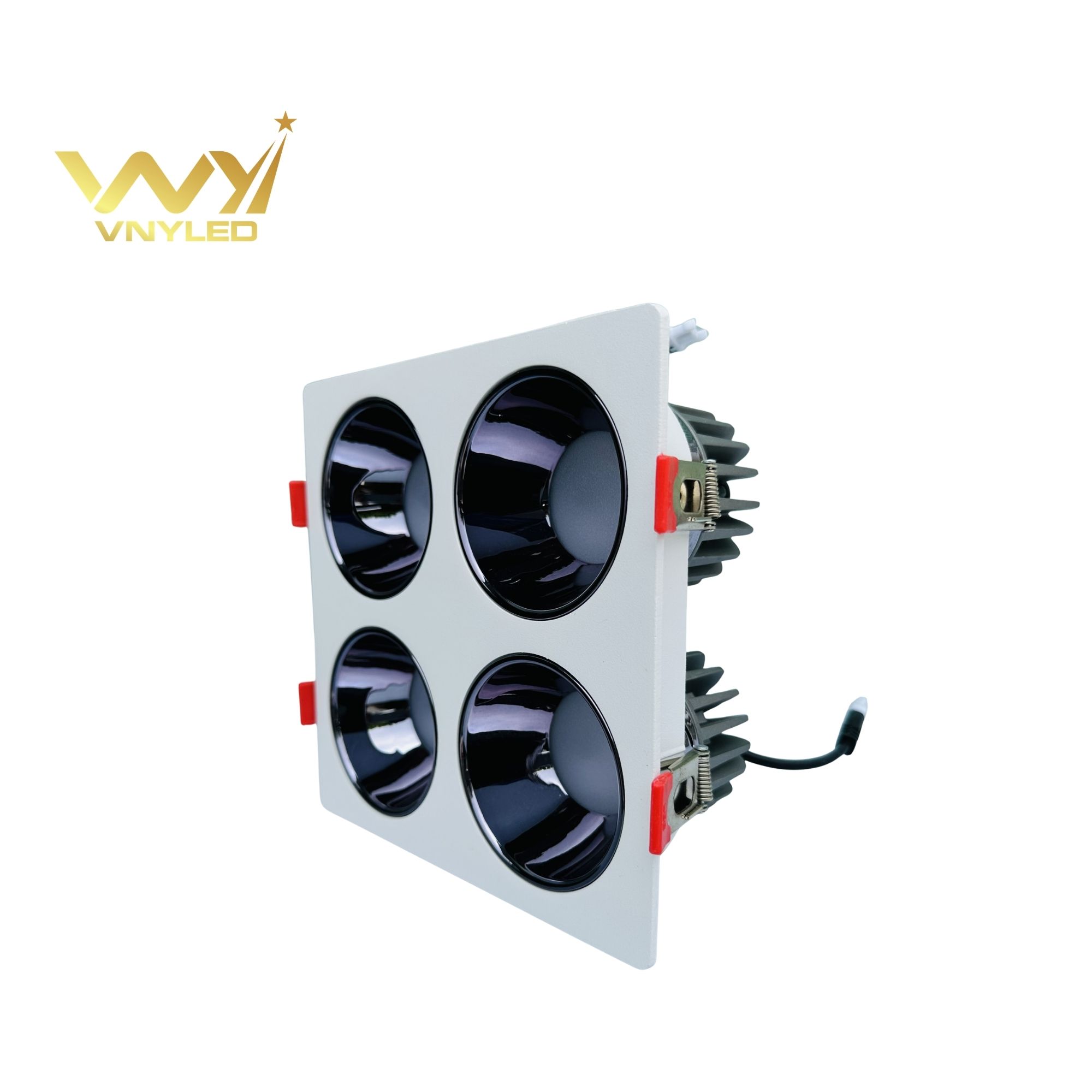 Đèn LED Spotlight Âm Trần Viền Vuông Bốn Bóng CRI90 Model GL-S01E4 - VNYLED - Ảnh 4