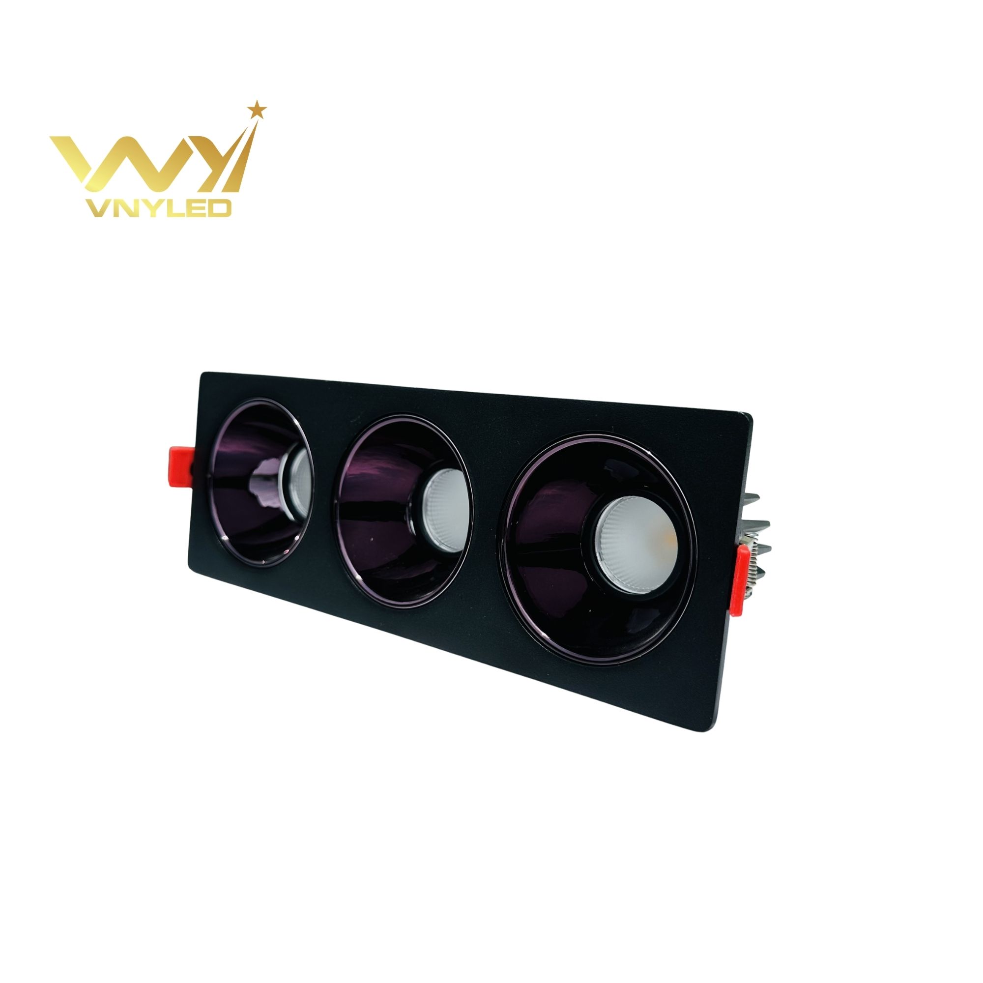 Đèn LED Spotlight Âm Trần Viền Vuông Ba Bóng CRI90 Model GL-S01E3 - VNYLED - Ảnh 6