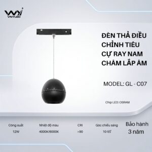 Đèn LED Thả Treo Điều Chỉnh Tiêu Cự Ray Nam Châm Lắp Âm 12W CRI90 Model GL-C07 - VNYLED
