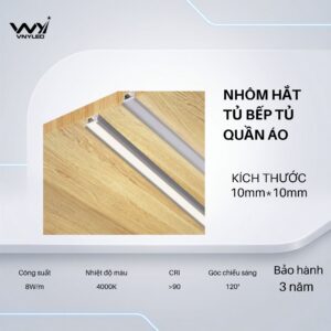 Đèn LED Thanh Nhôm Gắn Tủ Bếp Tủ Quần Áo 8W/m - VNYLED