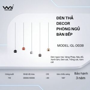 Đèn LED Thả Phòng Ngủ Bàn Ăn 7W Model: GL-D03B - VNYLED