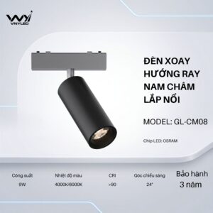 Đèn LED Xoay Hướng Ray Nam Châm Lắp Nổi 9W CRI90 Model GL-CM08 - VNYLED