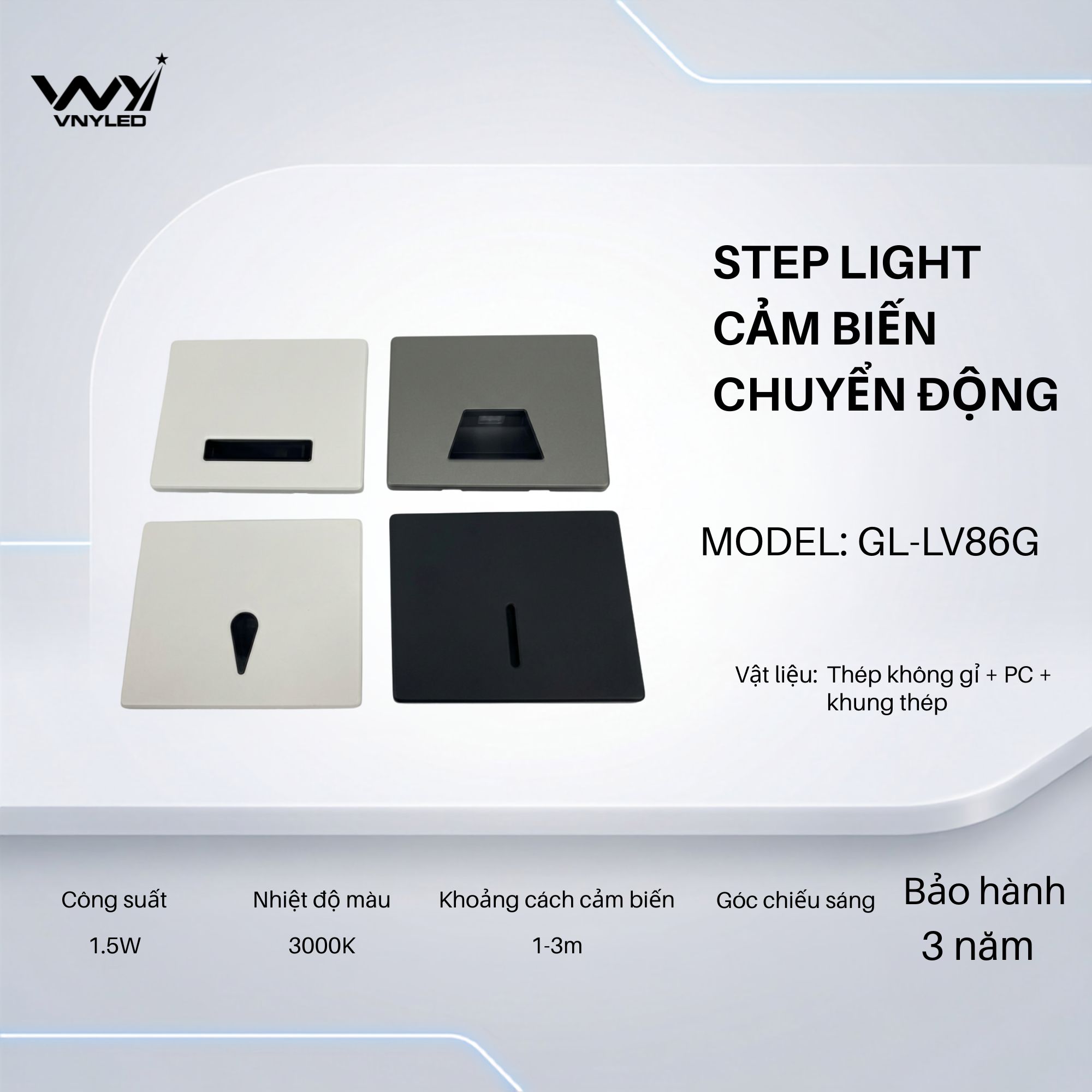 Đèn LED Cầu Thang, Cảm Biến Chuyển Động 1.5W Model GL - LV86G