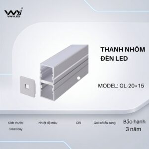 Thanh Nhôm LED Chưa Gắn Dây LED Model GL-20*15 - VNYLED